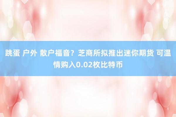 跳蛋 户外 散户福音？芝商所拟推出迷你期货 可温情购入0.02枚比特币